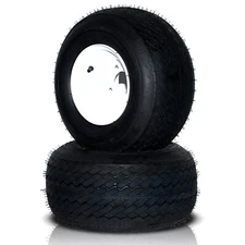 2pcs 18x8.50-8 18x8.5-8 18x8.5x8 Golf Cart Tires & Rims LRB 4 Lug White Wheel