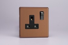 Varilight XDY4BS.BZ Screwless Brushed Bronze 1 Gang 13A Single Plug Socket