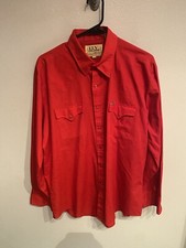 Ely Cattleman Vintage 70s 80s Mens XL Pearl Snap Shirt With Red Pearls
