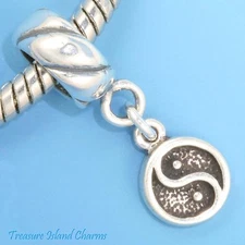 Yin Yang Chinese Symbol 925 Solid Sterling Silver European Dangle Bead Charm