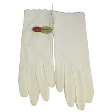 Grandoe Stretch White Cream Nylon Women's Gloves Size 6 - 6 1/2 Vintage