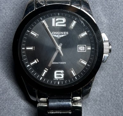 Longines Conquest Quartz Black Dial Mens Watch L37594586 / L3.759.4.58.6