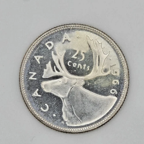 Old Canadia Coins Silver 1966 Canada 25 Cents BU UNC Silver Proof CAS004