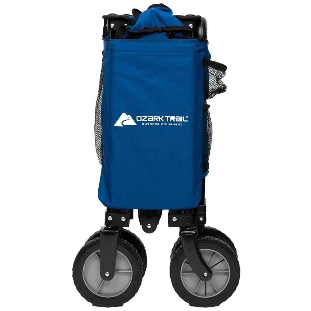 Quad Fold Camping Wagon with Telescoping Handle, Blue, Polyester - thumbnail 4