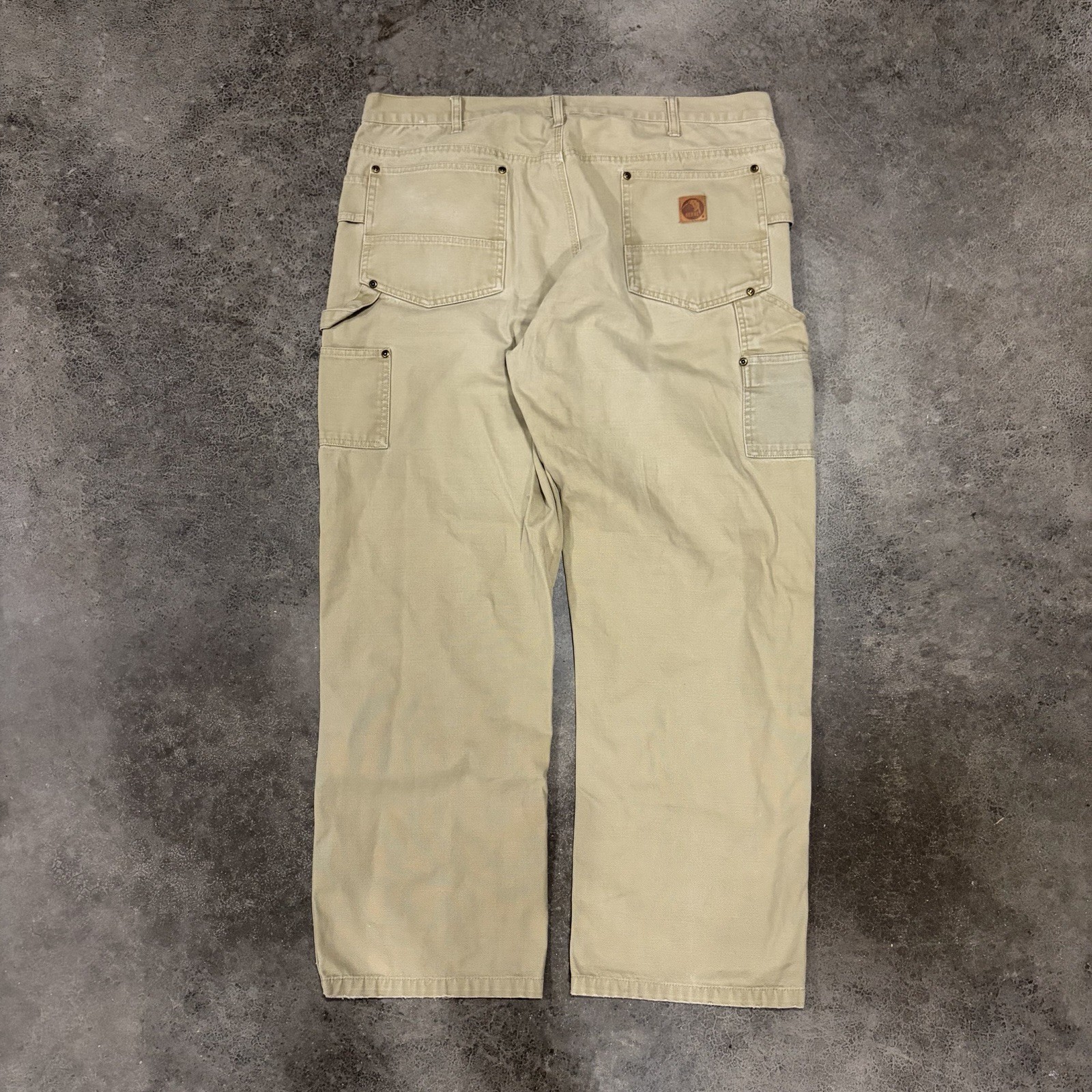 Berne Mens 40x32 Tan Carpenter Canvas Workwear Utility Relaxed Fit Pants