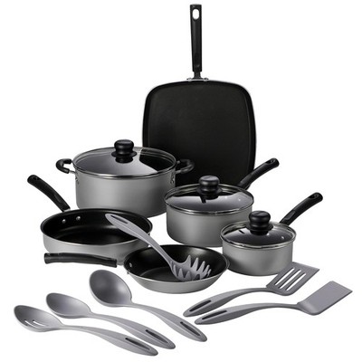 Primaware 15-Piece Non Stick Cookware Set with Lids and Utensils, Aluminum No...