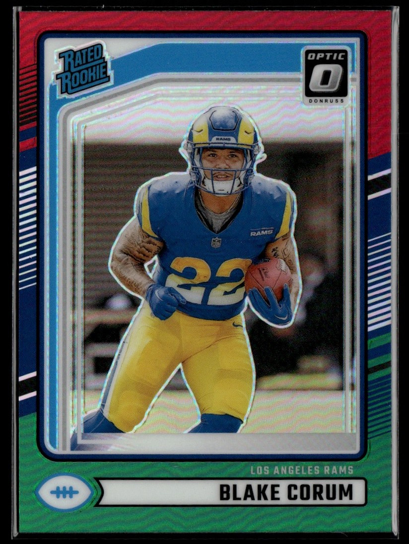 2024 Donruss Optic Red Green Prizm Blake Corum Rookie Card #322 Rams