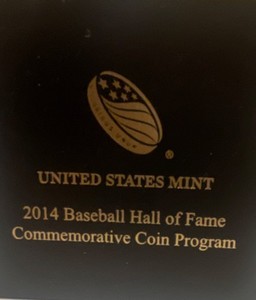 U S Mint 2014 $5 Proof Gold Baseball Hall of Fame BOX and COA  only-NO COIN 