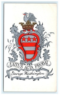Vintage George Washington Coat of Arms Postcard - Exitus Acta Probat