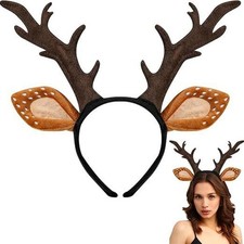 Deer Antlers Headband Cute Reindeer Horns Ears Accessory for Women Hallowen Xmas