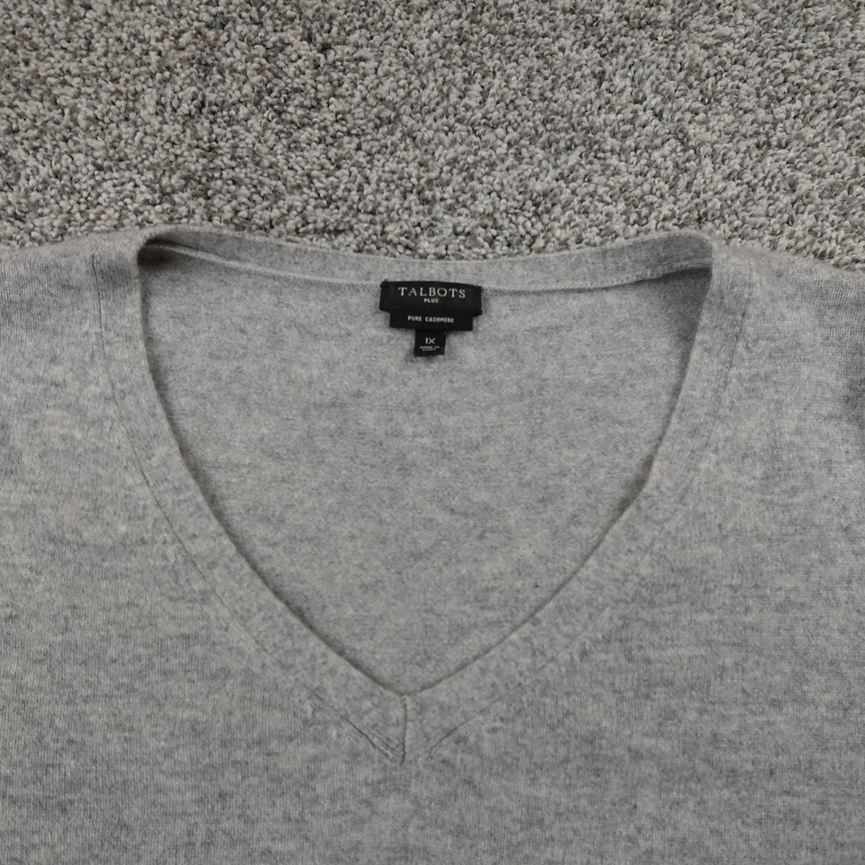 Suéter Talbots Para Mujer 1X Gris Cachemira Cuello en V Pullover Acogedor Plus Manga Larga Foto 3 de 4