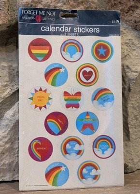 1984 American Greetings Vintage Calendar Stickers 3 Sheets Rainbow Ziggy NIP NOS