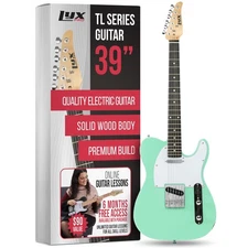 39” Electric Guitar TL Series, Full-Size Paulownia Wood Body, 3-Ply Pickguard...