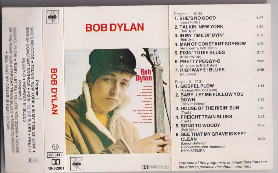 Bob Dylan -  Bob Dylan (Cassette Tape) CBS Nice Price 40-32001 - Image 4 of 4