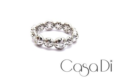 Memoire memory ring bezel setting 0.35ct brilliant 750 18K white gold size 54