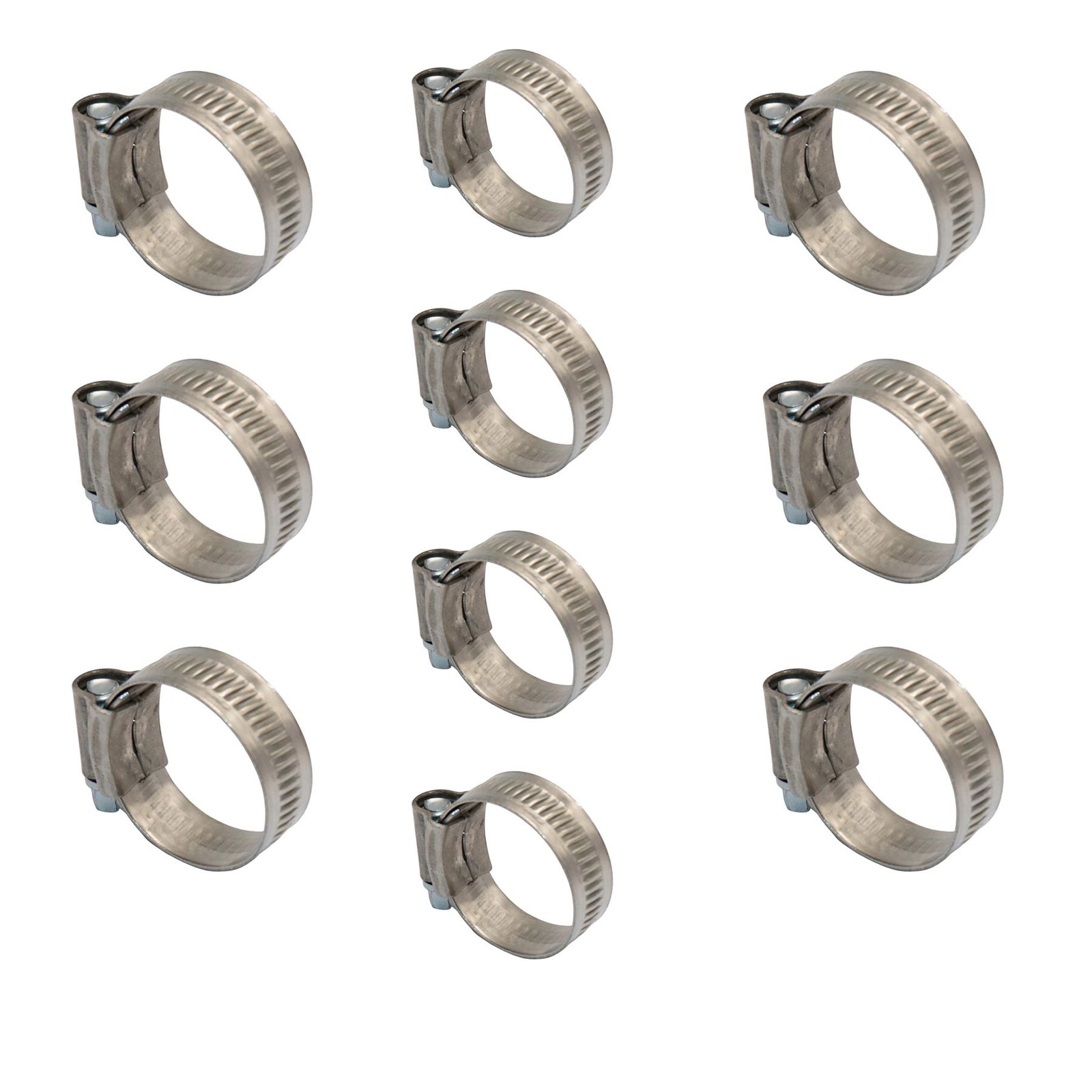 10x 304 Stainless Jubilee Clip 22–30mm Worm Drive Set