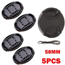 5Pc Universal 58mm Front Lens Cap Cover Center Pinch Snap On For Nikon Sony UK