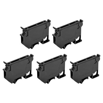 10Pcs DIN Rail Mount Fuse Holder Terminal Block Screw Type Black UK5