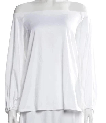 The Row White Cotton Off The Shoulder Long Sleeve Top - Sz Small