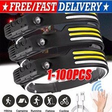 COB LED Headlamp USB Rechargeable Headlight Bar Head Band Torch Work Light 6000K