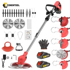Electric Cordless Grass Trimmer Strimmer Garden Edger Cutter 2 Battery + Charger
