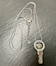 VINTAGE BRIGHTON SILVER TONE HEART CHARM / LANYARD HOLDER NECKLACE M383