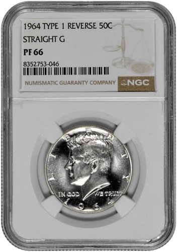 1964 Type 1 Reverse Straight G 50C Silver Proof Kennedy Half Dollar NGC PF 66