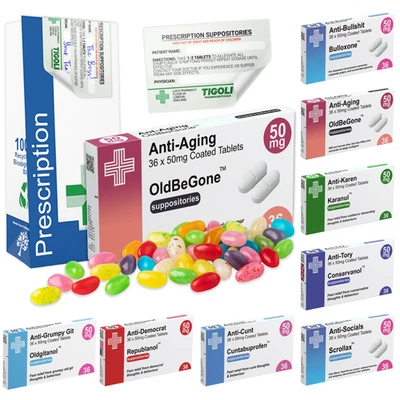 TIGOLI Jelly Beans Sweets & Prescription Pill Medication Box Realistic Joke Gift Funny