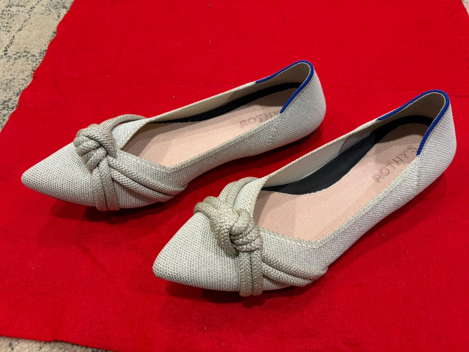 Rothys The Point Knotted Flats Sand Beige Pointed Toe Knit Shoes Womens 9
Opens in a new window or t
