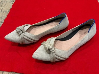 Rothys The Point Knotted Flats Sand Beige Pointed Toe Knit Shoes Womens 9