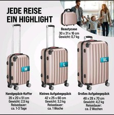 Monzana Koffer Baseline Gr.L 68L 42x25x60cm Trolley schloss Rosegold