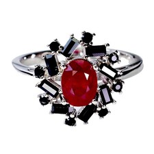 925 Sterling Silver Ring Oval Ruby 7x5mm Spinel Natural Gemstone Jewelry Size 7