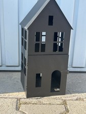 Laternenhäuser Lichthaus schwarz aus Metall Laterne Hausform H32cm