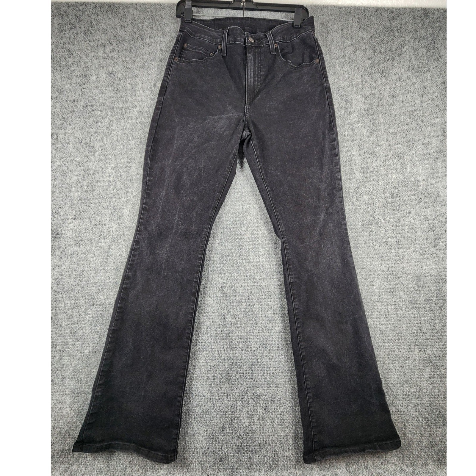 Levis 726 High Rise Flare Jeans Womens 27 Washed Black Denim Stretch 18883-0145