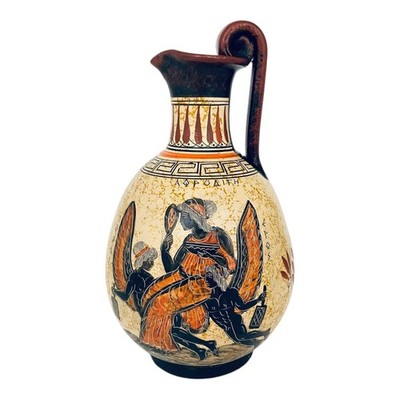 Ancient Greek Oinochoe jug 24cm, Goddess Aphrodite,God Apollon with Godess Artem