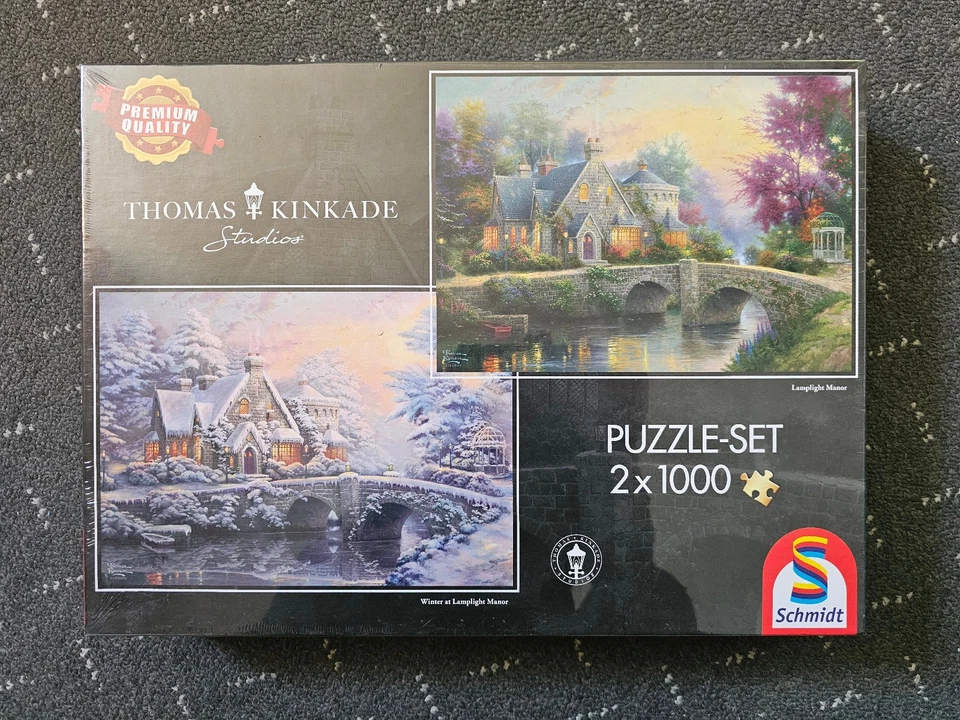 NEU! Schmidt Puzzle 2x1000 Teile "Lamplight Manor" & "Winter at Lamplight Manor" - Bild 1 von 1