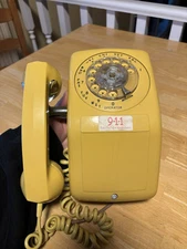 Vintage Automatic Electric Type 90  Rotary Wall Mount Phone Yellow Telephone
