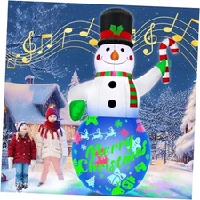 7Ft Christmas Inflatables Snowman Built-in Music Box & Rotating Colorful LED 