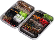 Fly Fishing Assorted Flies Kit, Pack of 64 Pcs Including Dry and Wet Flies, Nymp