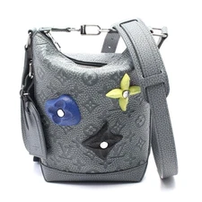 Louis Vuitton Monogram Leather Shoulder Bag Men Grey One Size