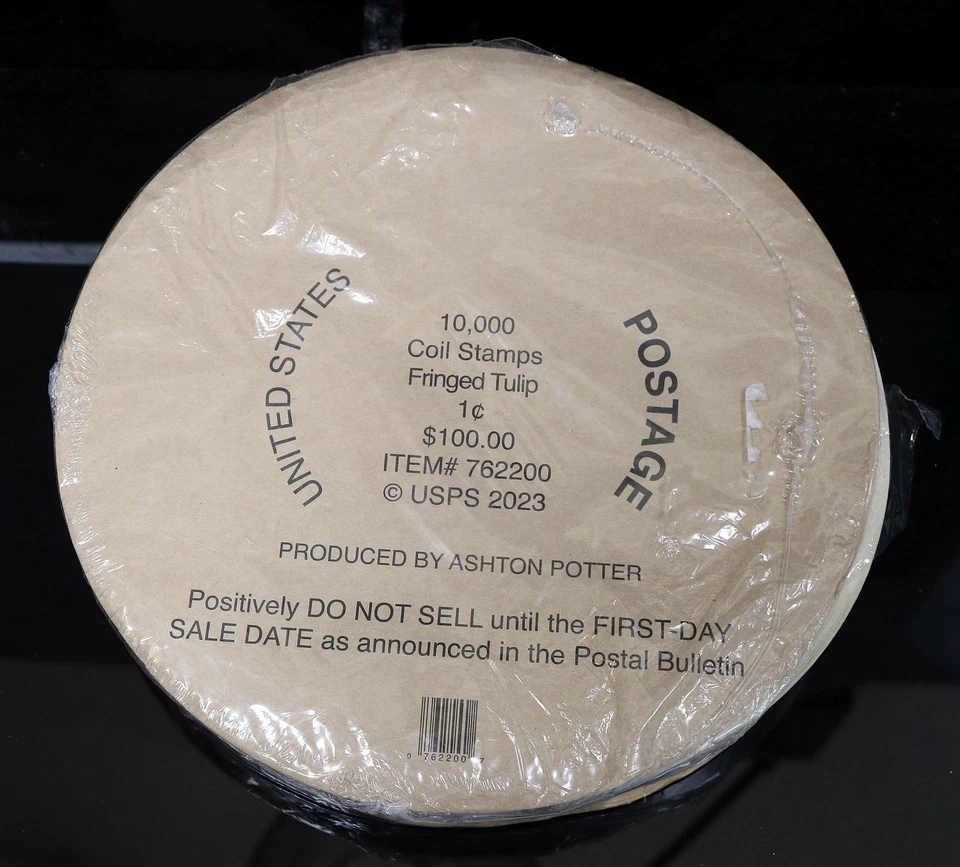 2023 US POSTAGE 10,000 STAMP COIL 1 CENT STAMPS FRINGED TULIP USPS #1296 - Image 2 of 4