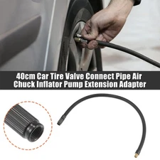 Universal 40cm Car Tire Inflator Extension Hose Black Connector Chuck Adapter