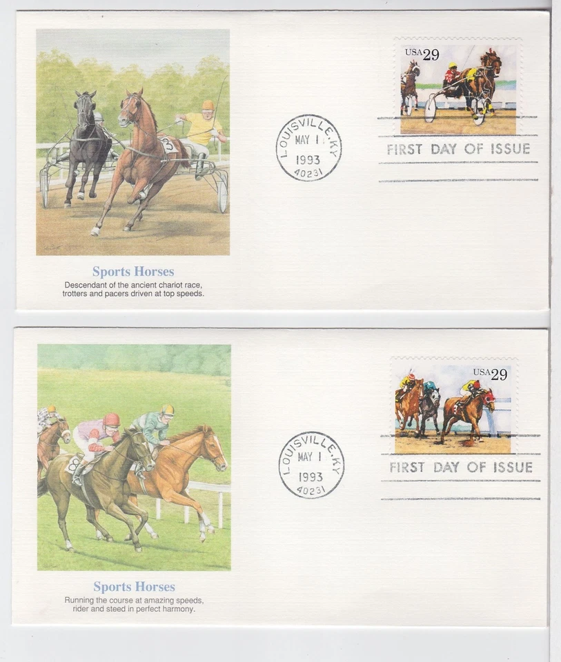 TurtlesTradingPost- Sporting Horses- 1993 #2756-59 FDC Fleetwood Cachet - Image 2 of 4