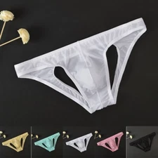 Mens Briefs See Through Jockstrap Bulge Pouch Low Rise G-String Thong Underwear