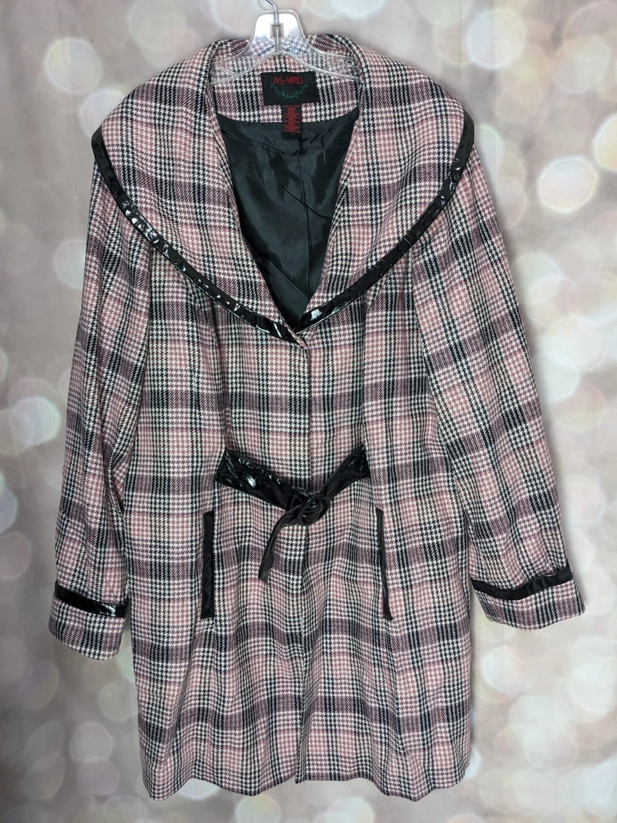 ASHRO Women s Houndstooth Plaid Wool Blend Thin Style Plus Size