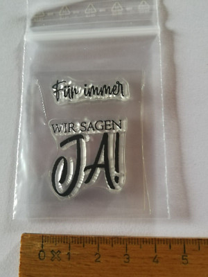 2 x Clearstamp Für immer + Wir sagen JA!'' ca. 3 cm breit