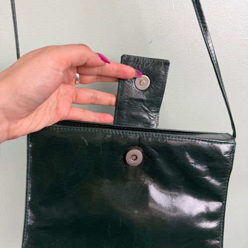 Desmo For Bonwitt Teller Patent Leather Crossbody Small Bag Italy Dark Green 7x9 - Picture 7 of 10