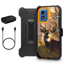 For Motorola G 5G 2024 Case Built in Screen Holster Belt Clip + Fast Charger