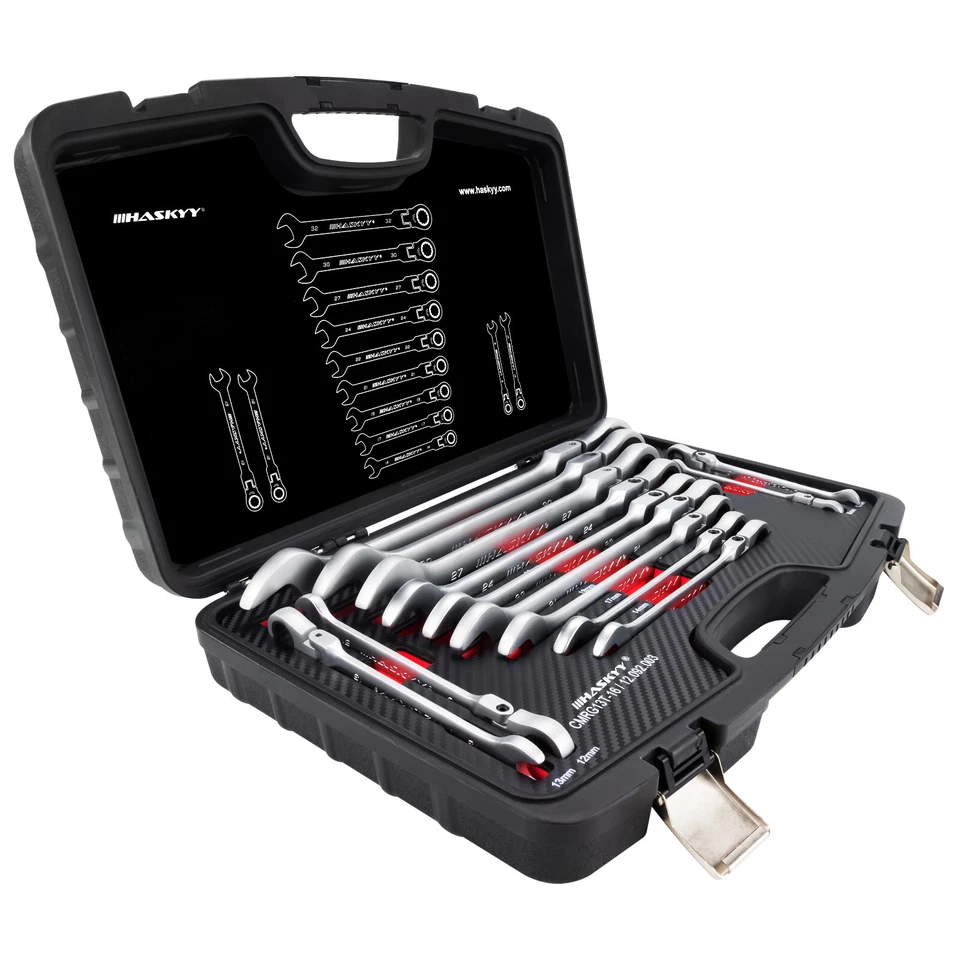 Gelenk Ratschenschlüssel Set Ring Maul Schlüssel Satz 8-32mm Werkzeug 13 tlg - Bild 2 von 4