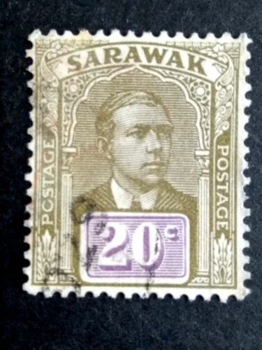 Malaya Sarawak 1928 Sir Charles Vyner Brooke Wmk Rosette 20c - 1v Used - Picture 1 of 2